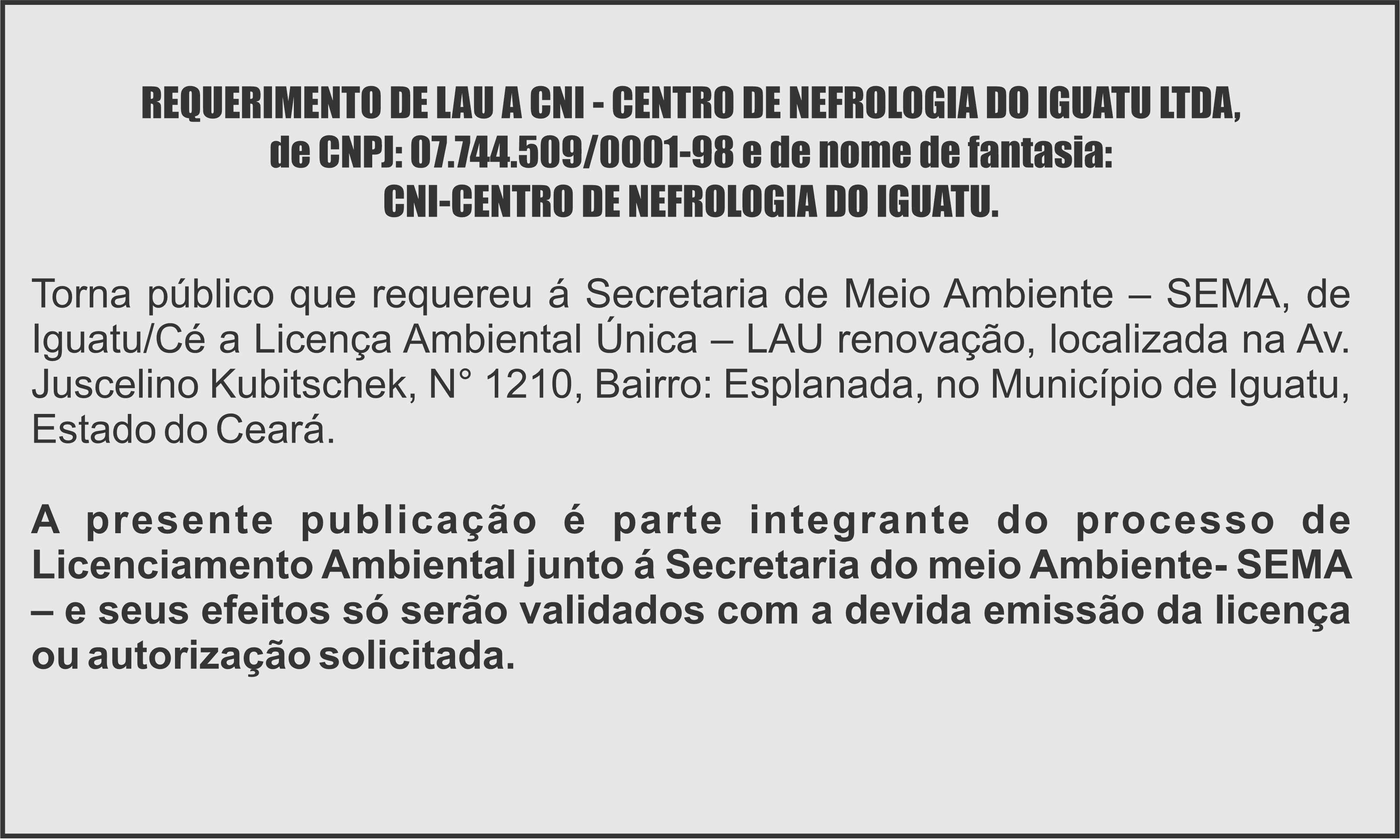 REQUERIMENTO DE LAU