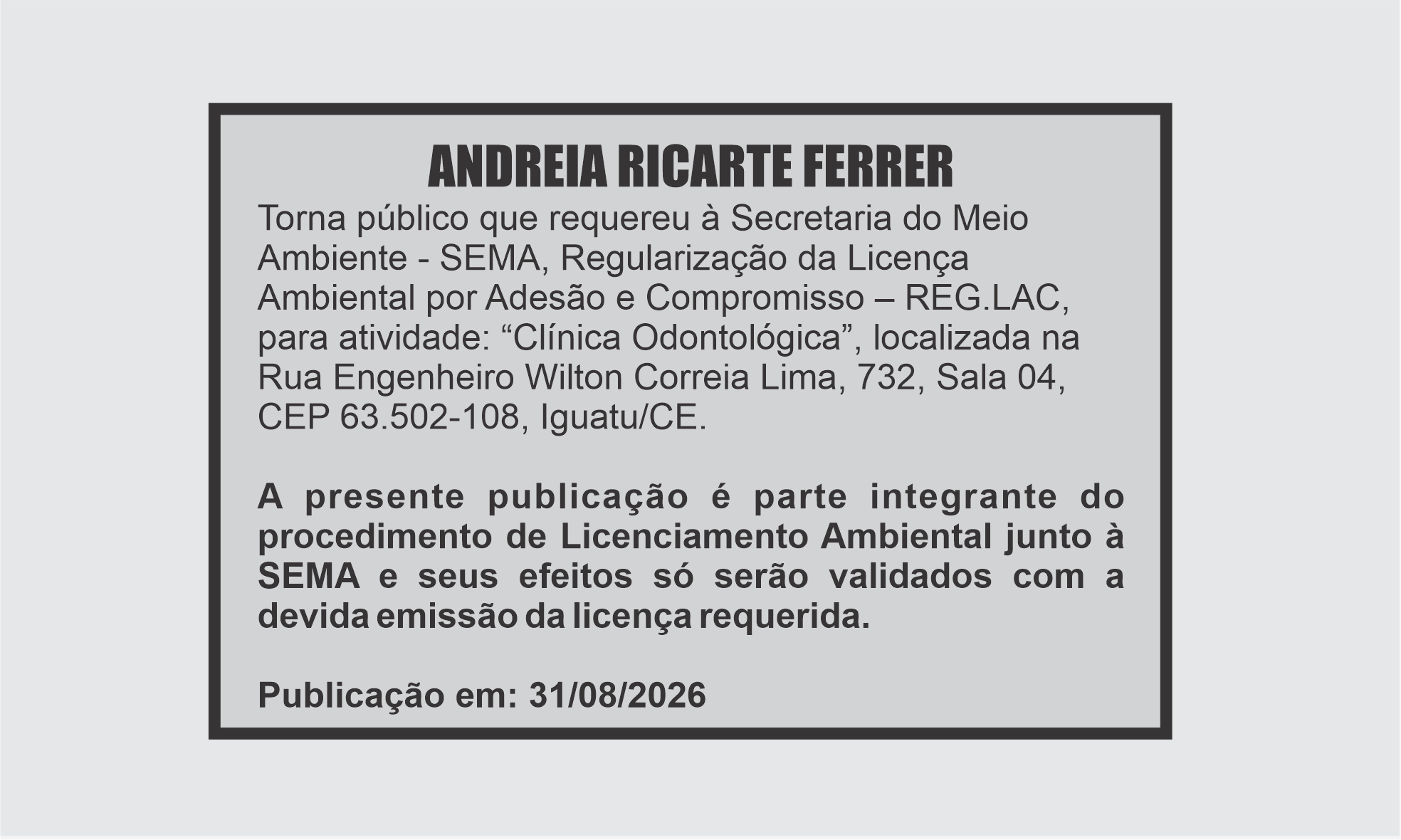 EDITAL: ANDREIA RICARTE FERRER