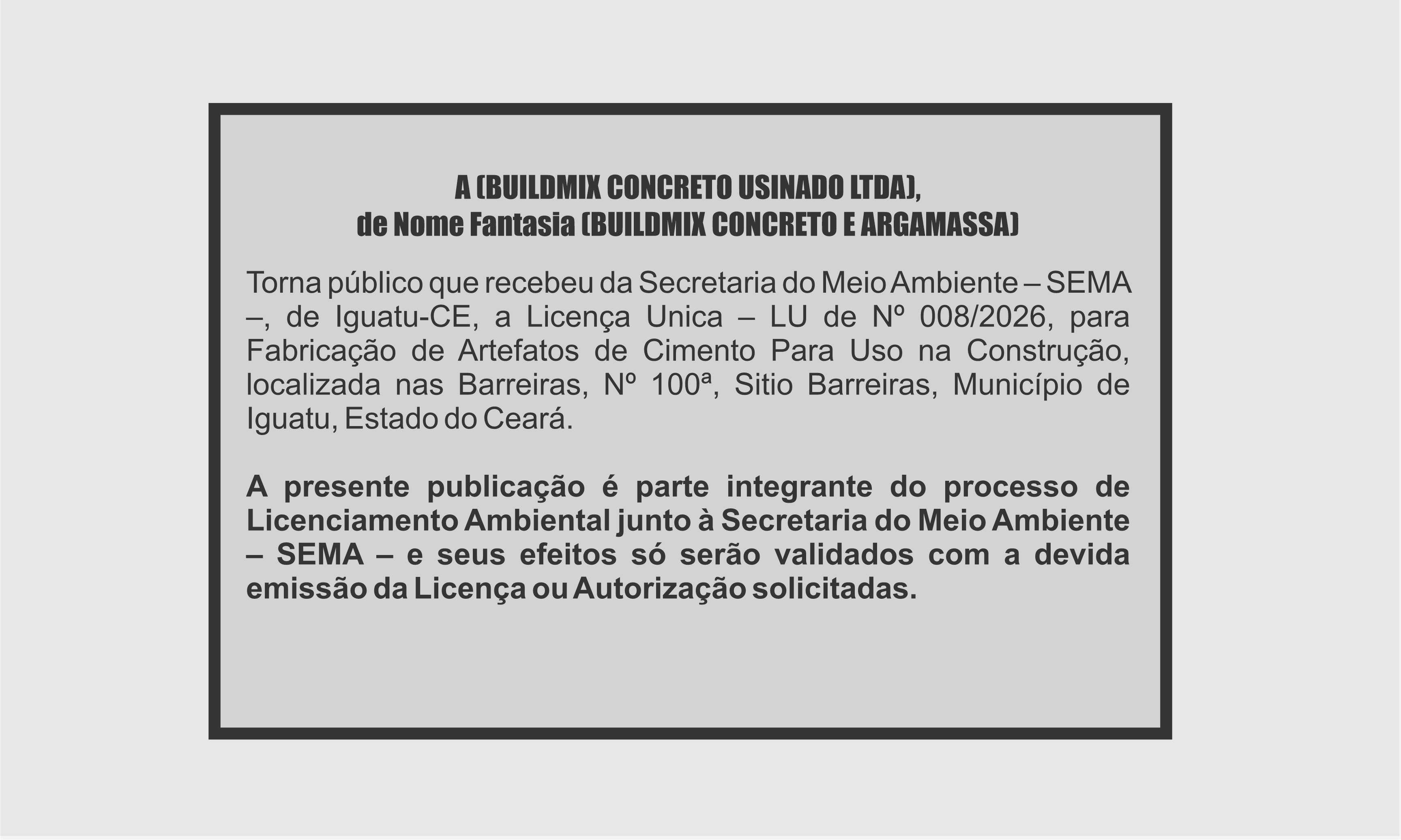 EDITAL:  BUILDMIX CONCRETO USINADO LTDA